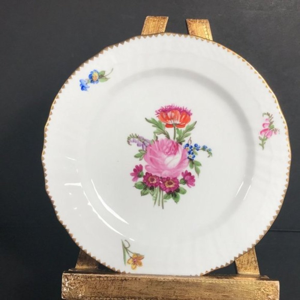 1 Gustavsberg Bread Plate, Saxon flower china, handpainted gilt rim, formal flor